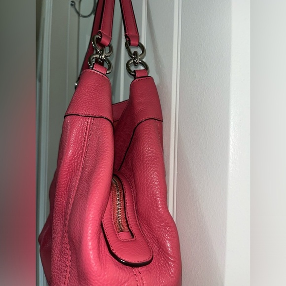 Coach Lexy Large Strawberry Pink Pebble Leather Shoulder Bag - Picture 12 of 16